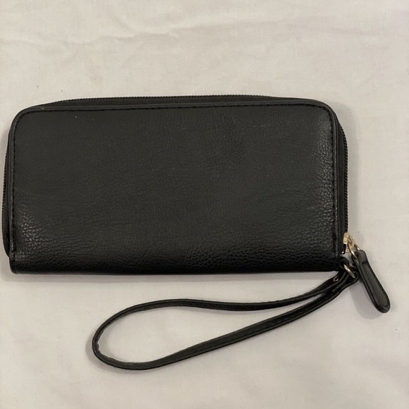 Bags Black Single Zip Around Wristlet Wallet 8 X 4 Basic Pocketbook